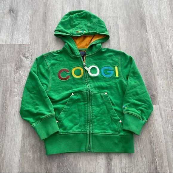 VINTAGE Coogi Logo Kids Zip Up Jacket Hoodie Embroidered Size 5/6 Green - Picture 1 of 3